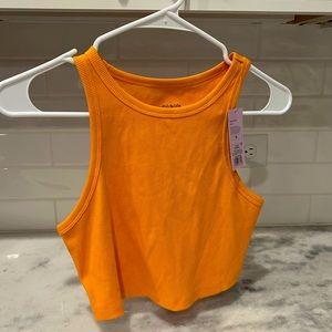 Orange Hick-Neck Cropped Razorback Tank Top